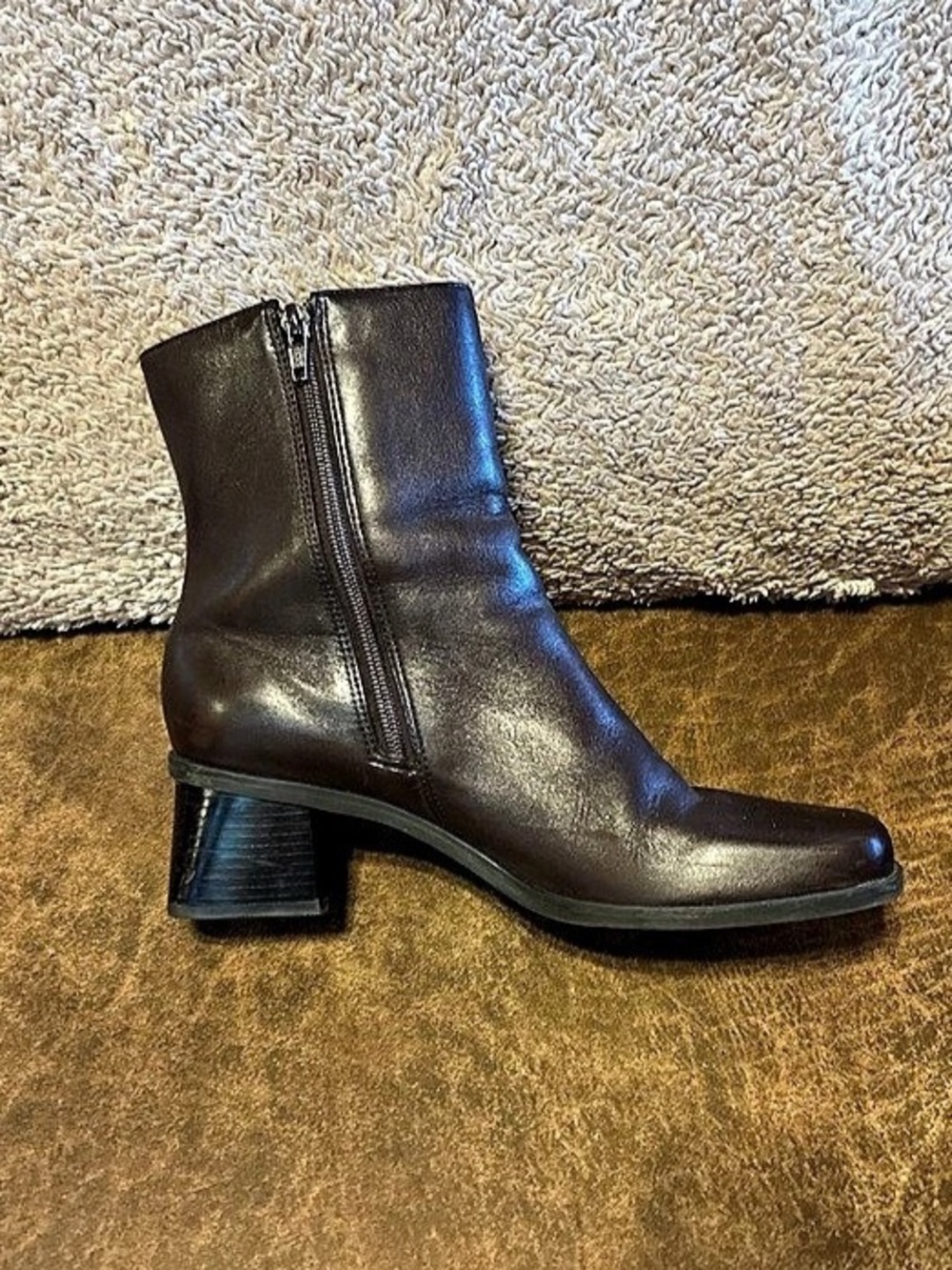 Naturalizer Leather Heeled Ankle Boots - Brown Size US 9.5